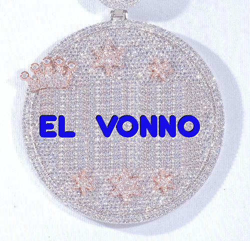 CUSTOM LETTER NECKLACE 3D BIG CROWN DISC