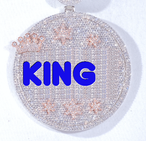 CUSTOM LETTER NECKLACE 3D BIG CROWN DISC