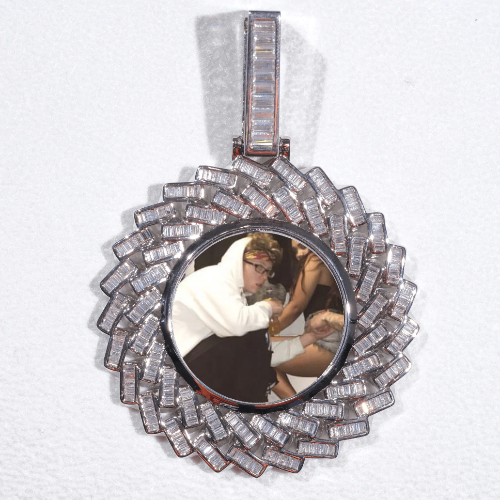 Large 3D Baguette Custom Picture Pendant