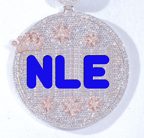 CUSTOM LETTER NECKLACE 3D BIG CROWN DISC