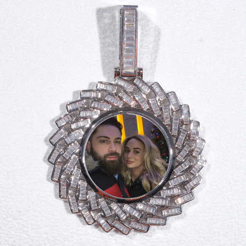 Large 3D Baguette Custom Picture Pendant