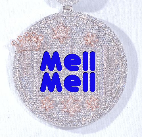 CUSTOM LETTER NECKLACE 3D BIG CROWN DISC
