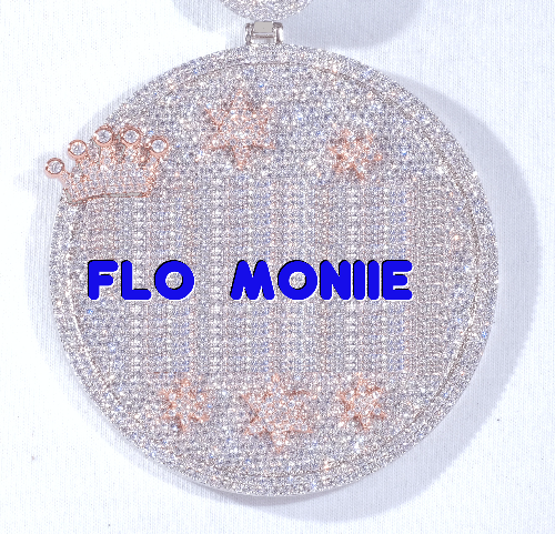 CUSTOM LETTER NECKLACE 3D BIG CROWN DISC