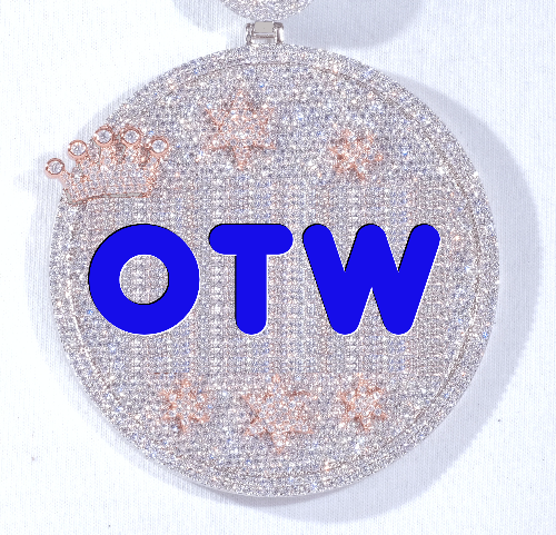 CUSTOM LETTER NECKLACE 3D BIG CROWN DISC