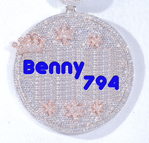 CUSTOM LETTER NECKLACE 3D BIG CROWN DISC