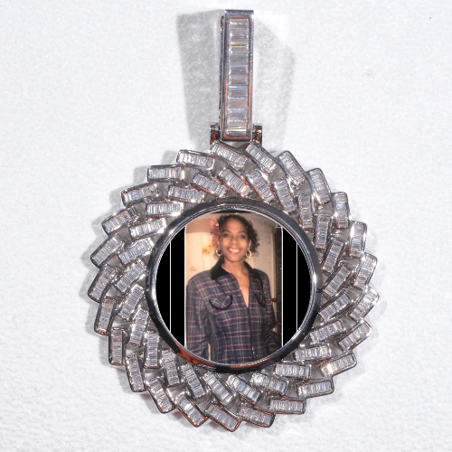 Large 3D Baguette Custom Picture Pendant
