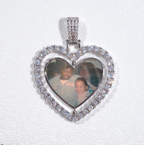 3D Spinning 2-Faced Heart Custom Picture Pendant