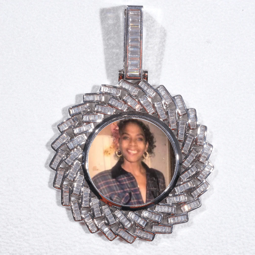 Large 3D Baguette Custom Picture Pendant