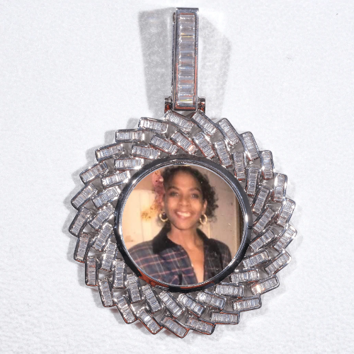 Large 3D Baguette Custom Picture Pendant