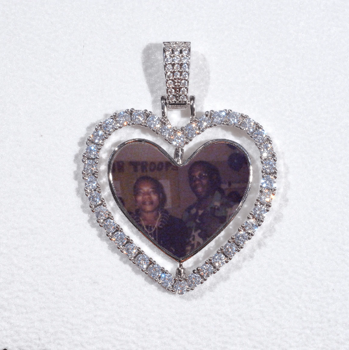 3D Spinning 2-Faced Heart Custom Picture Pendant
