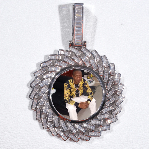 Large 3D Baguette Custom Picture Pendant