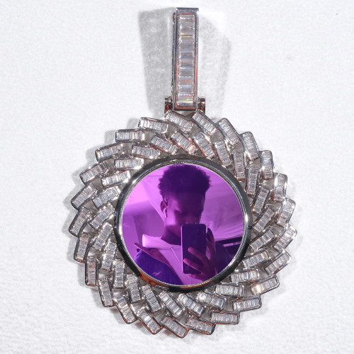 Large 3D Baguette Custom Picture Pendant