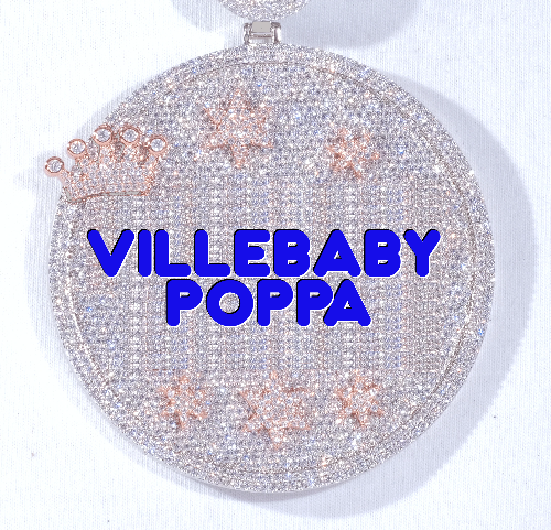 CUSTOM LETTER NECKLACE 3D BIG CROWN DISC