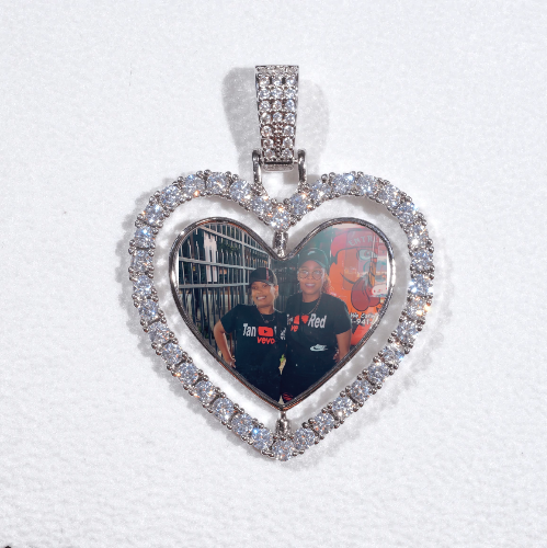 3D Spinning 2-Faced Heart Custom Picture Pendant