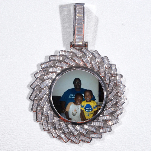 Large 3D Baguette Custom Picture Pendant