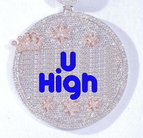 CUSTOM LETTER NECKLACE 3D BIG CROWN DISC