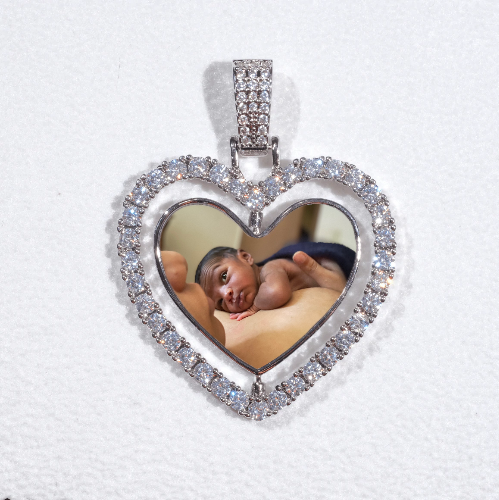 3D Spinning 2-Faced Heart Custom Picture Pendant