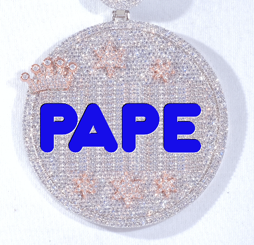 CUSTOM LETTER NECKLACE 3D BIG CROWN DISC