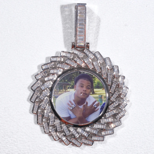Large 3D Baguette Custom Picture Pendant