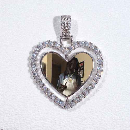 3D Spinning 2-Faced Heart Custom Picture Pendant