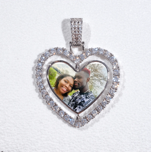 3D Spinning 2-Faced Heart Custom Picture Pendant