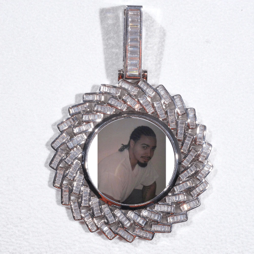 Large 3D Baguette Custom Picture Pendant