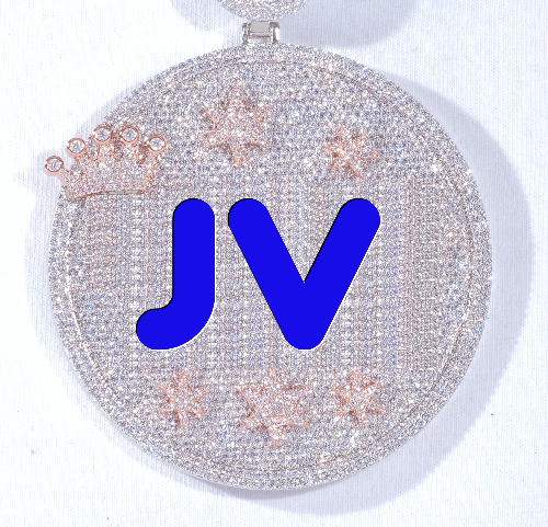 CUSTOM LETTER NECKLACE 3D BIG CROWN DISC