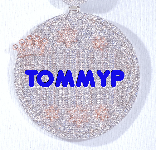 CUSTOM LETTER NECKLACE 3D BIG CROWN DISC
