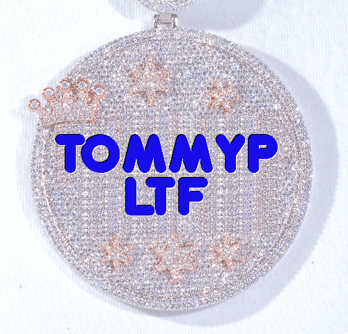 CUSTOM LETTER NECKLACE 3D BIG CROWN DISC