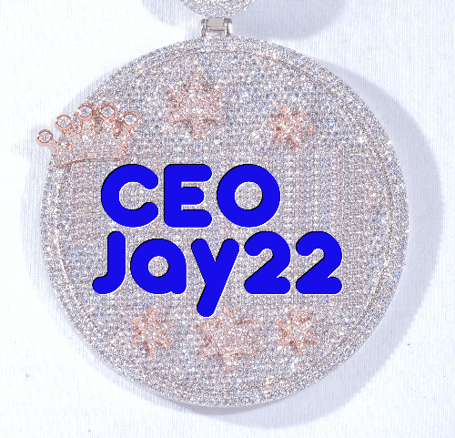 CUSTOM LETTER NECKLACE 3D BIG CROWN DISC