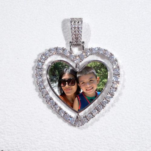 3D Spinning 2-Faced Heart Custom Picture Pendant