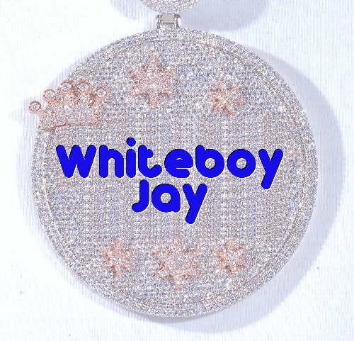 CUSTOM LETTER NECKLACE 3D BIG CROWN DISC