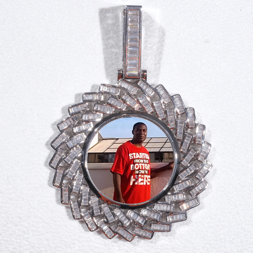 Large 3D Baguette Custom Picture Pendant