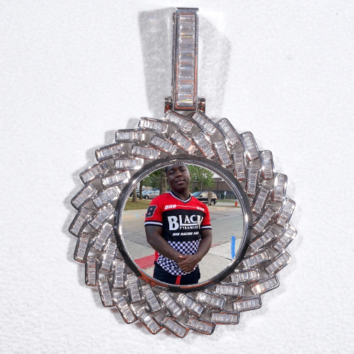 Large 3D Baguette Custom Picture Pendant