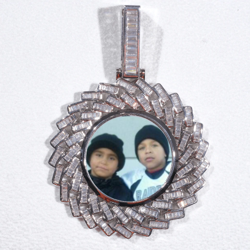 Large 3D Baguette Custom Picture Pendant