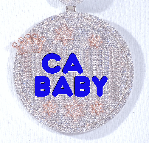 CUSTOM LETTER NECKLACE 3D BIG CROWN DISC