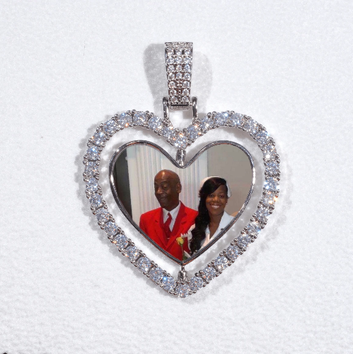 3D Spinning 2-Faced Heart Custom Picture Pendant