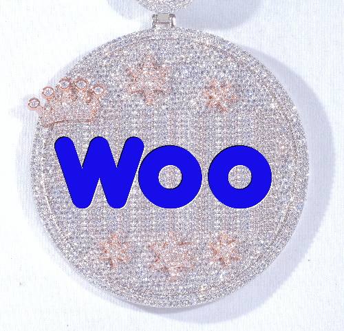 CUSTOM LETTER NECKLACE 3D BIG CROWN DISC
