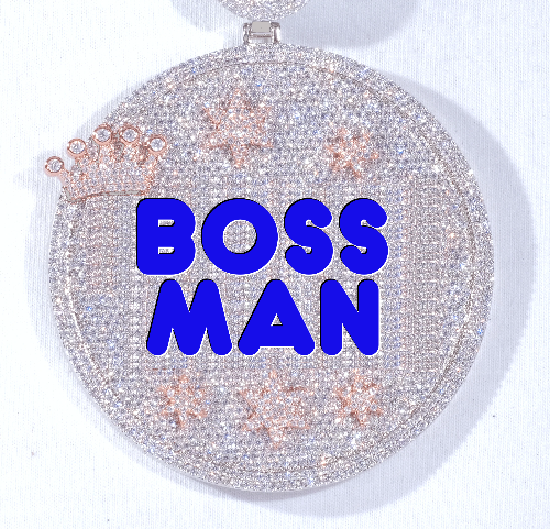 CUSTOM LETTER NECKLACE 3D BIG CROWN DISC