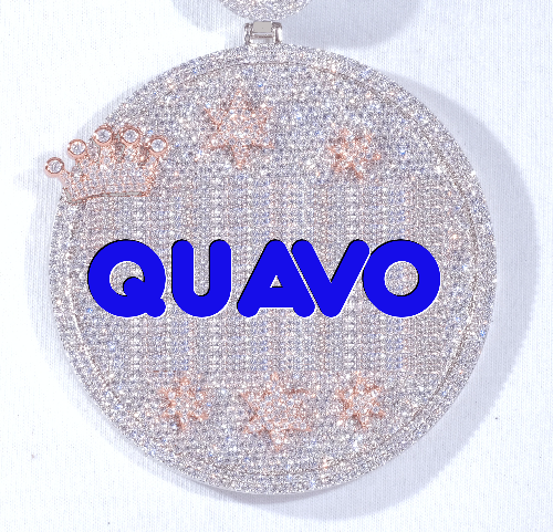 CUSTOM LETTER NECKLACE 3D BIG CROWN DISC