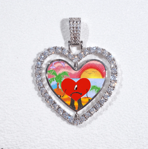 3D Spinning 2-Faced Heart Custom Picture Pendant