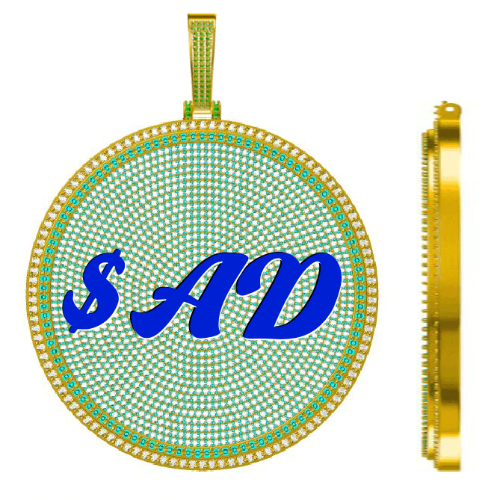 CUSTOM LETTER NECKLACE 3D BIG DISC