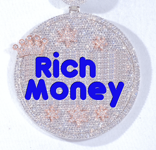CUSTOM LETTER NECKLACE 3D BIG CROWN DISC
