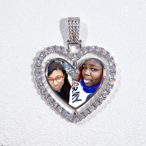 3D Spinning 2-Faced Heart Custom Picture Pendant