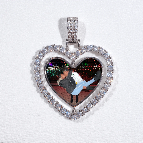 3D Spinning 2-Faced Heart Custom Picture Pendant