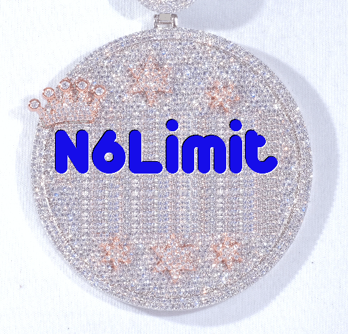 CUSTOM LETTER NECKLACE 3D BIG CROWN DISC