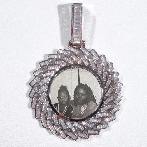 Large 3D Baguette Custom Picture Pendant