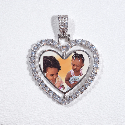 3D Spinning 2-Faced Heart Custom Picture Pendant