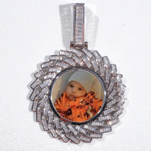 Large 3D Baguette Custom Picture Pendant
