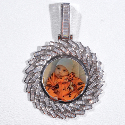 Large 3D Baguette Custom Picture Pendant